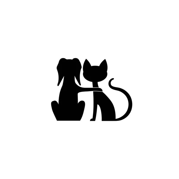 Honden- en kattenvoeders vrienden silhouet vector iconen — Stockvector