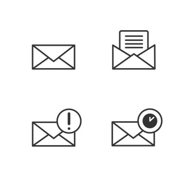 Posta Icons set vektör izole üzerinde beyaz arka plan