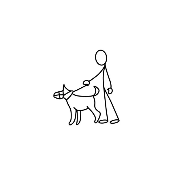 Vara figura homem com um cão — Vetor de Stock