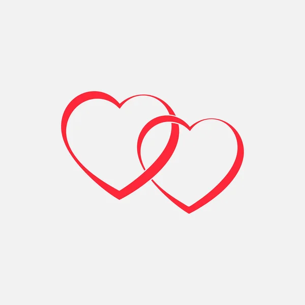 Zwei rote Herzen miteinander verbunden. — Stockvektor