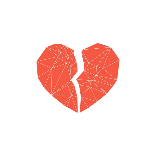 Broken heart made from triangles vector icon — Stock Vector