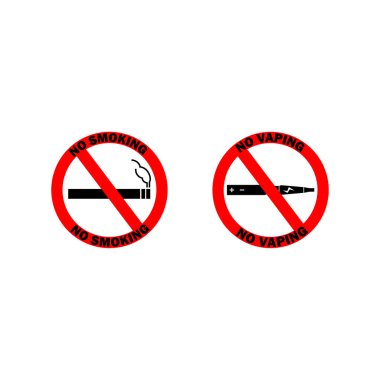 Hayır Vaping ve Sigara İzin işaretleri.