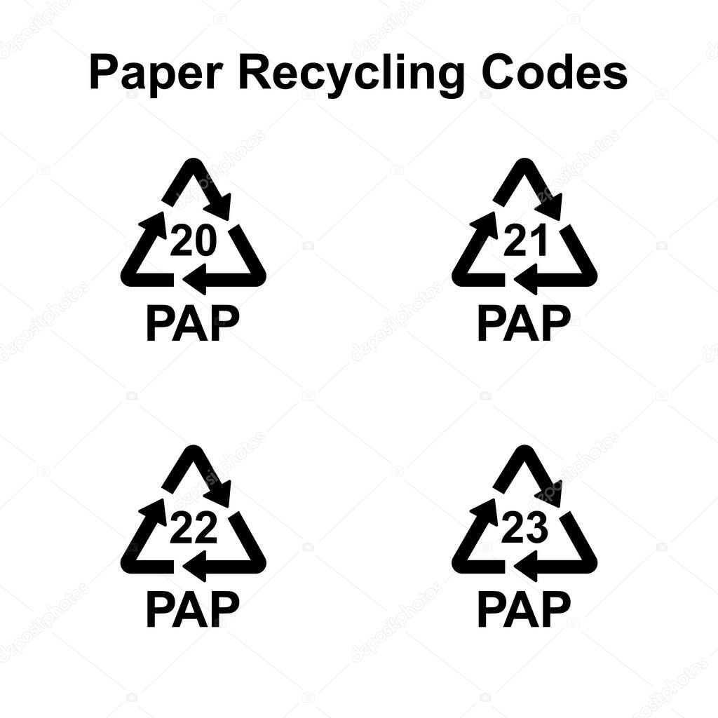 Paper recycling codes vector cardboard paper signs for industrial marking