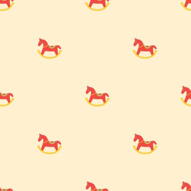 Renkli oyuncak sallanan at simgesi kusursuz desen