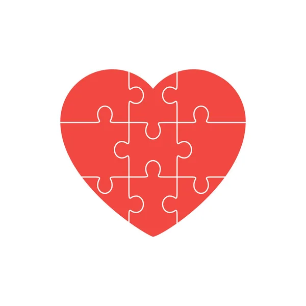 Simple puzzle icône de coeur vecteur isolé sur blanc — Image vectorielle