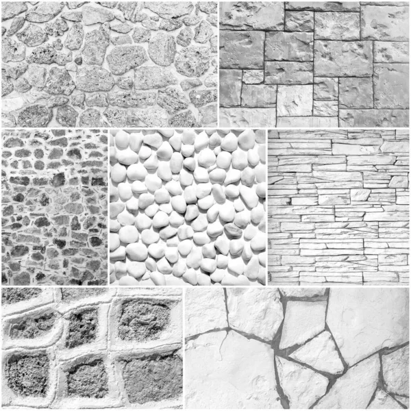 Blanc brique pierre mur collage arrière-plan — Photo