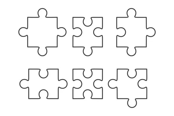 Jigsaw rompecabezas vector piezas planas — Vector de stock