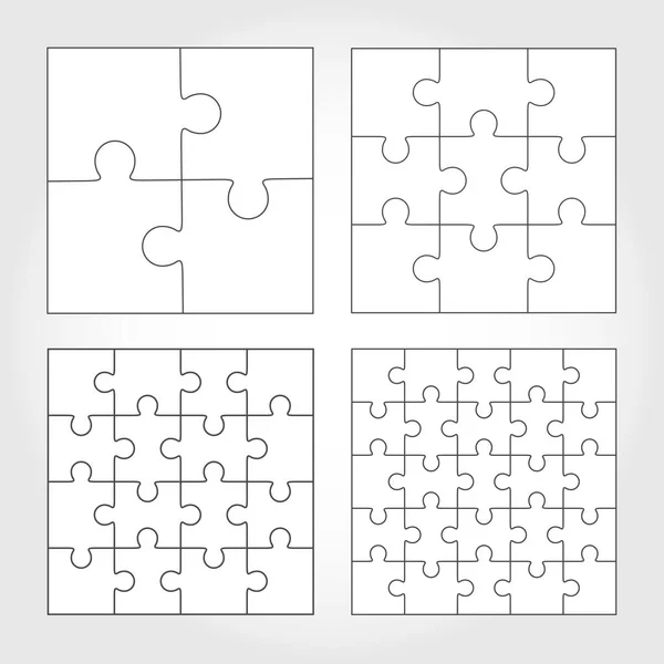 Jigsaw puzzle vector flat templates set — Stock Vector