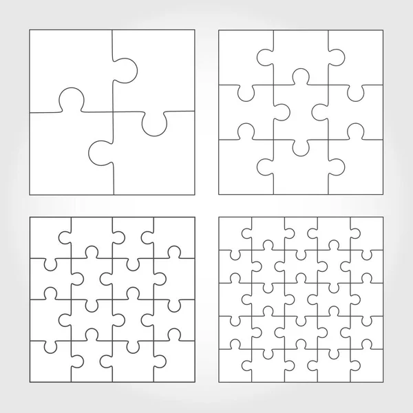 Jigsaw rompecabezas vector plantillas planas conjunto — Vector de stock