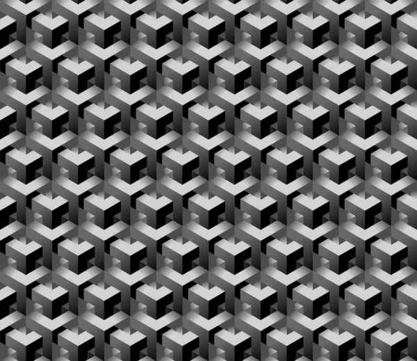 抽象多角形3Dモノクロシームレスベクトルパターン — ストックベクタ