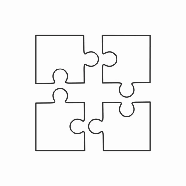 Jigsaw puzzle blank vector square of four separate pieces — Stock Vector