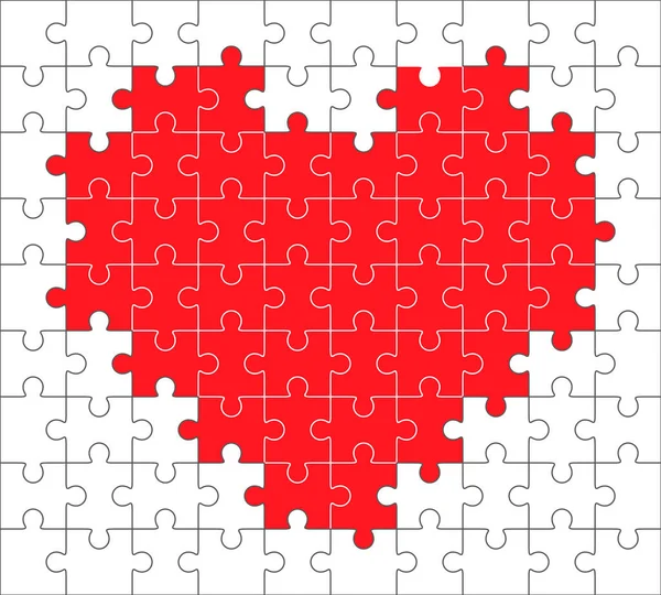 Einfacher Herz-Symbol-Vektor aus Puzzleteilen — Stockvektor