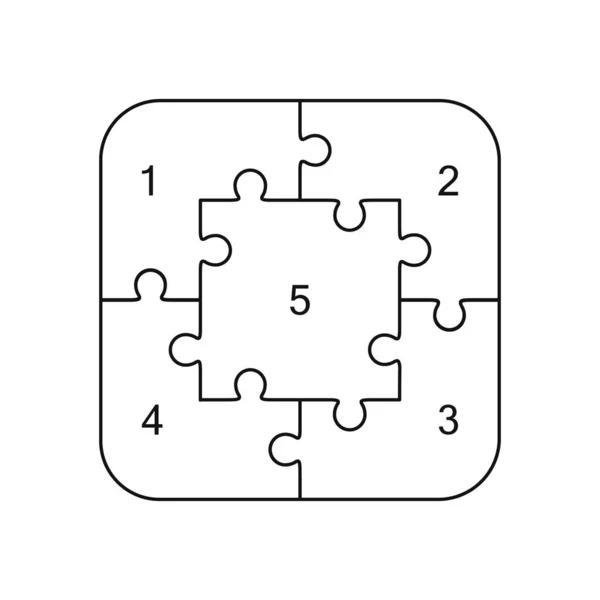 Puzzle vuoto semplice vettore di cinque pezzi — Vettoriale Stock