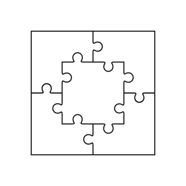 Puzzle blanc simple vecteur de cinq pièces — Image vectorielle