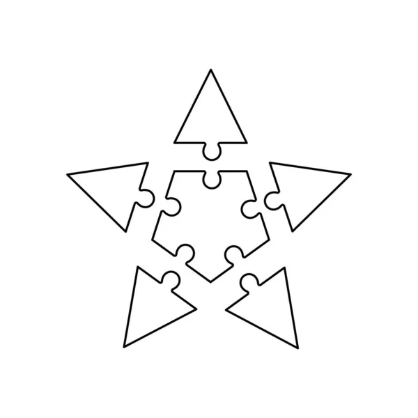 Puzzle semplici pezzi separati vettoriali a forma di stella — Vettoriale Stock