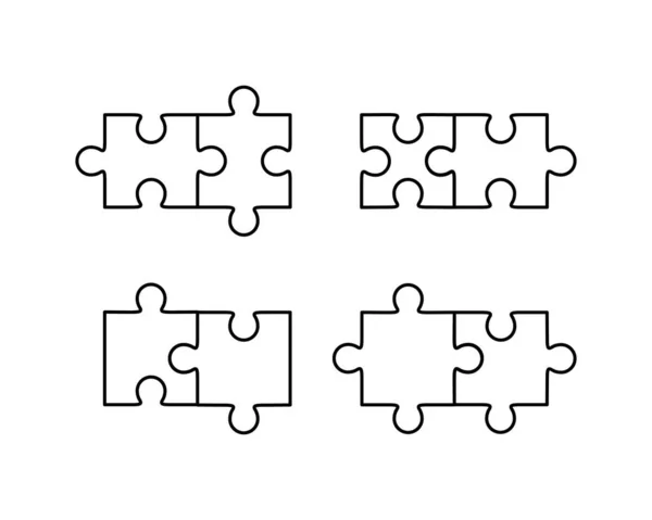 Double Piece Flat Puzzle Outline Set Vector — Stock Vector