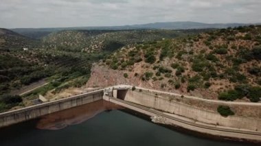 Kapasitesi, popülasyon Baos de La Encina, il Jaen, Endülüs, İspanya yakınındaki %79 Rumblar baraj gölünün havadan görünümü