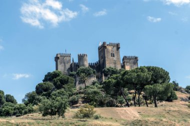 Almodovar del Rio, Cordoba, İspanya - 9 Haziran 2018: Müslüman kökenli bir metanet, bir Roman fort, Amerikalı yapımcı Hbo, tahtlar oyun serisi için bir sahne oldu. Guadalquivir yakın yerleştirilir, Rio, İspanya Almodovar içinde al