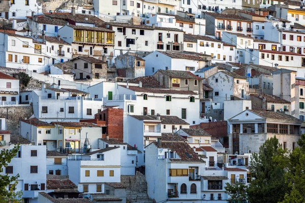 Alcala Del Jucar Spanya Ekim 2016 Evleri Çatı Dağ Kireçtaşı — Stok fotoğraf