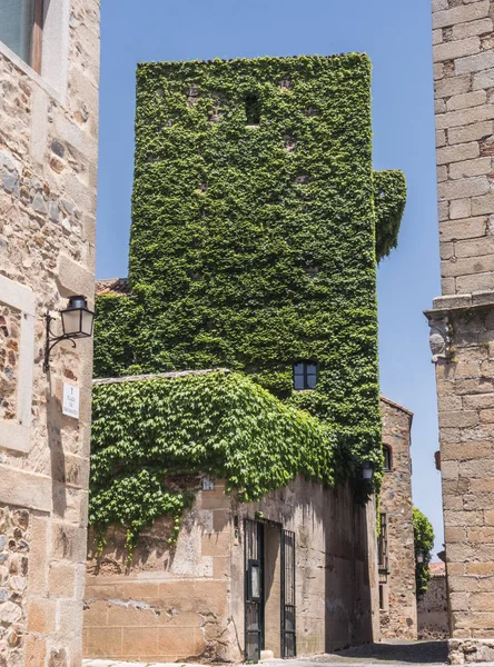 Caceres Španělsko Července 2018 Dům Saavedra Zdí Věže Sande Gotický — Stock fotografie