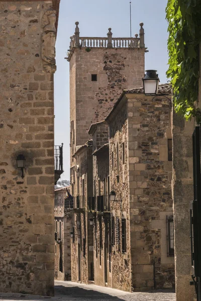 Caceres Spanya Nın Tarihi Kentin Tipik Dar Sokak — Stok fotoğraf