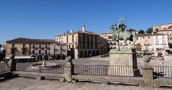 Trujillo Spain July 2018 Equestrian Statue Conquistador Francisco Pizarro Work — Stock Photo, Image