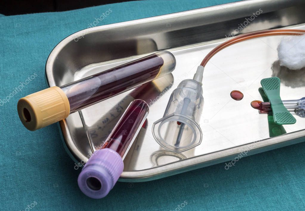 Blood extraction equipment to a donor in a hospital, conceptual image