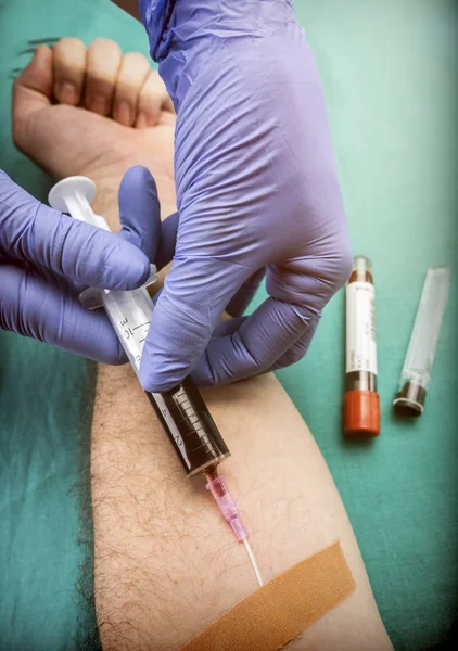 Nurse Draws Blood Blood Donor Hospital Conceptual Image — Stock Photo, Image