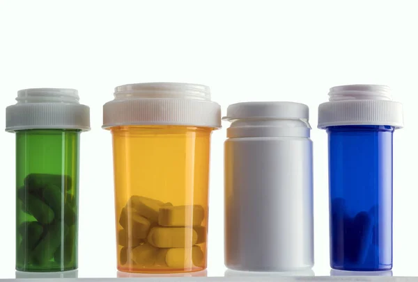 Diferentes Tipos Envases Cosméticos Medicamentos Aislados Sobre Fondo Blanco — Foto de Stock