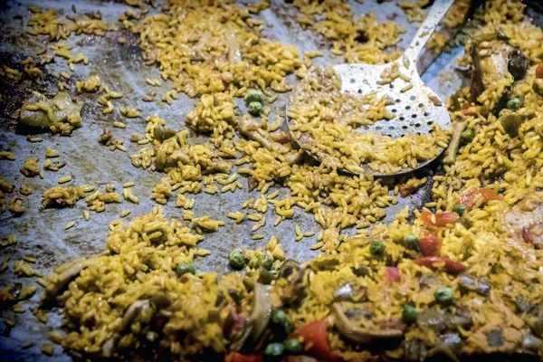 Resti Della Paella Spagnola Wok Immagine Concettuale — Foto Stock