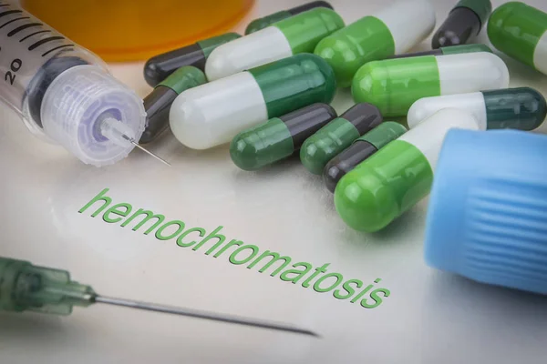 Hemocromatosis Medicamentos Jeringas Como Concepto Tratamiento Ordinario Salud — Foto de Stock