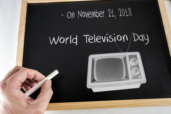 November 2018 World Day Television Written Hand Chalk Slate Conceptual — Stock Photo, Image