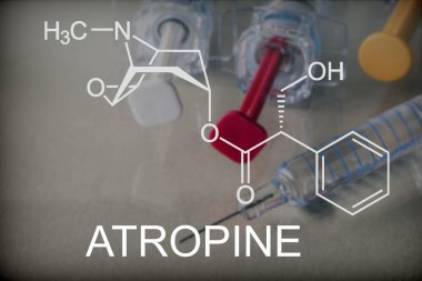 Chemical composition of atropine, conceptual image clipart
