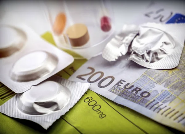 Pastilla Effervescent Next Medication Daily Ticket 200 Euros Concept Copayment — Stock Photo, Image