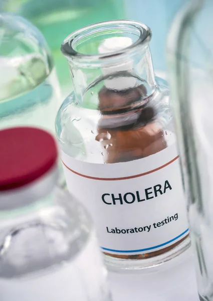 Cholera Test Labor Konzeptbild Zusammensetzung Horizontal — Stockfoto