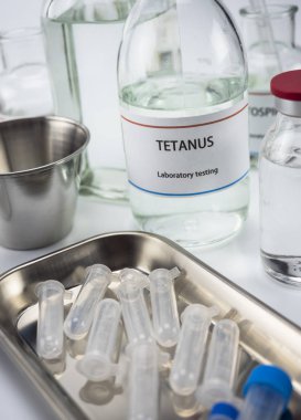 Tetanoz test laboratuvarı, kavramsal resim, kompozisyon yatay