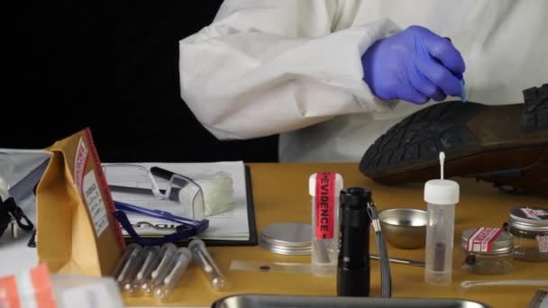 Odborná Policie Odebírá Vzorky Vědecké Laboratoři Konceptuální Image — Stock video