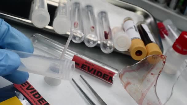 带有血液样本的拭子 在实验室进行分析 — 图库视频影像