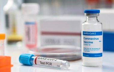 Coronavirus covid-19 deneysel aşı, bir laboratuvar, kavramsal resim