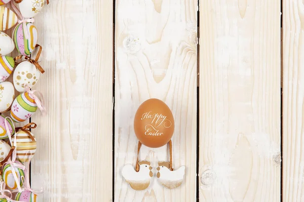 Happy Easter Background Pastel Color Wood — Stock Photo, Image