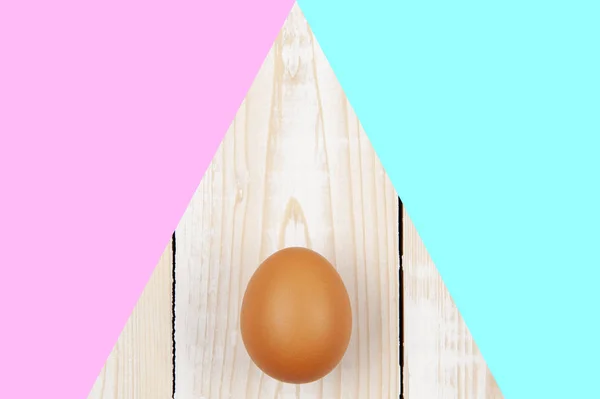 Frohe Ostern Hintergrund Der Pastellfarbe Und Auf Dem Holz — Stockfoto