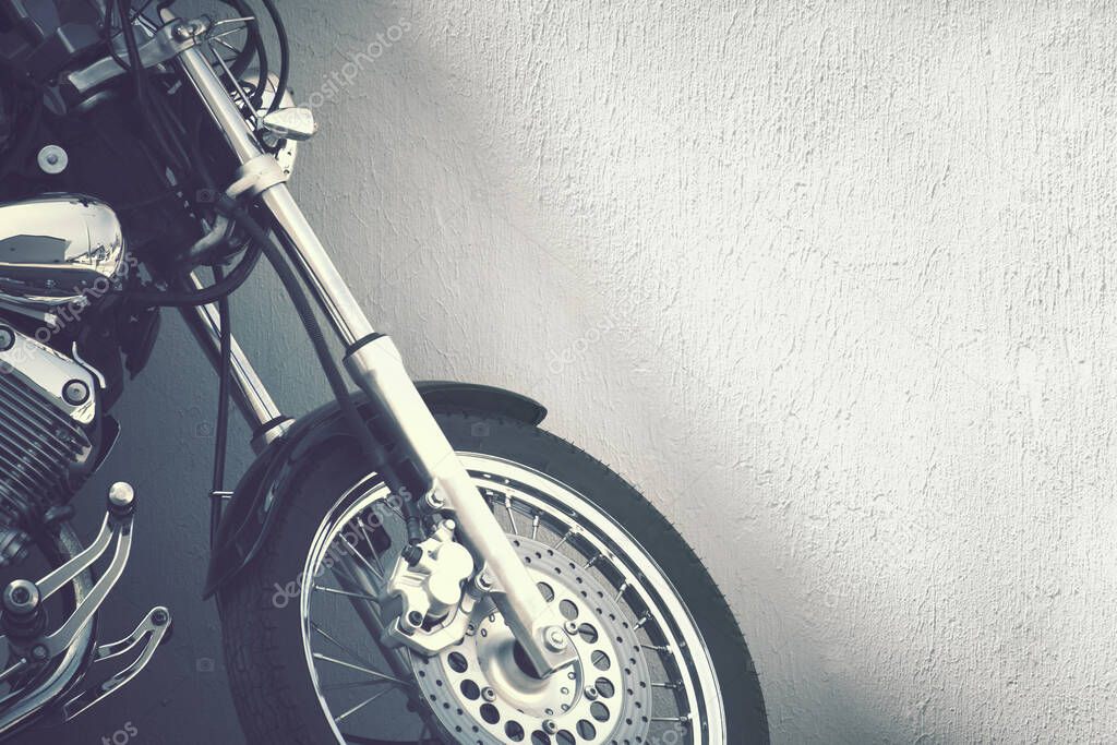 motorcycle with copy blank space, vintage effect