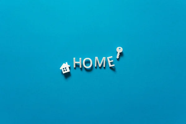 Inscription Home Letters Blue Background — Stock Photo, Image