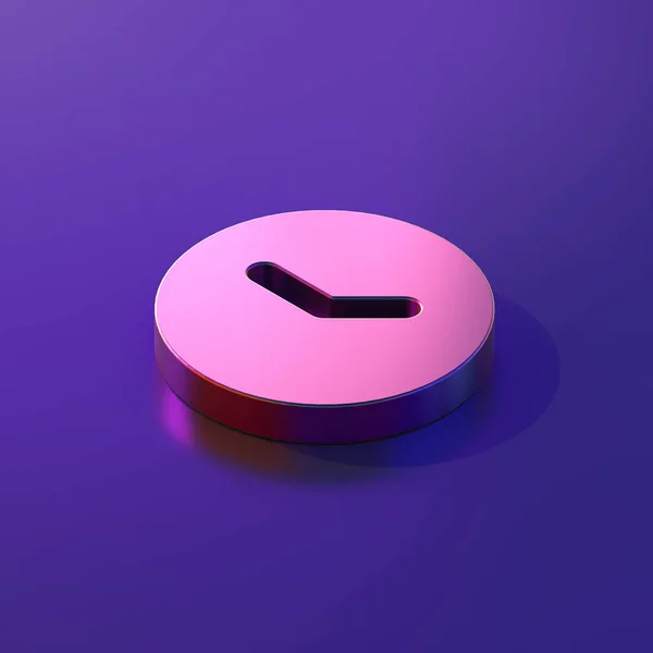 Purple clock icon on violete background