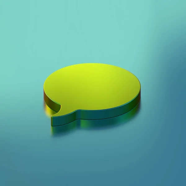 Ícone de bolha de chat verde isométrico no fundo azul — Fotografia de Stock