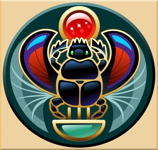 Scarab-mücevher. Eski Mısır stilizasyon. Vektör Illustration