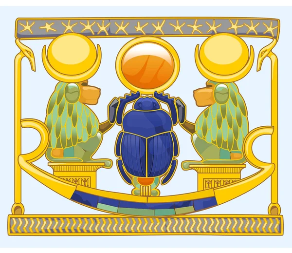 Babunlarla scarab. Antik Mısır'dan altın kolye.