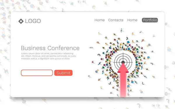 Business Conference, Landing page concept. — Stock Vector