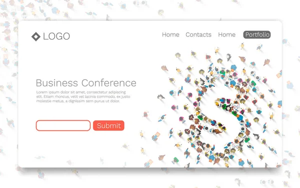Business Conference, Landing page concept. — Stock Vector