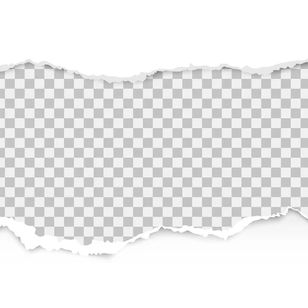 Ρεαλιστική σκισμένο χαρτί με σκισμένα άκρα, χώρο για κείμενο σε διαφανές φόντο. Σκισμένο χαρτί άκρη. — Διανυσματικό Αρχείο